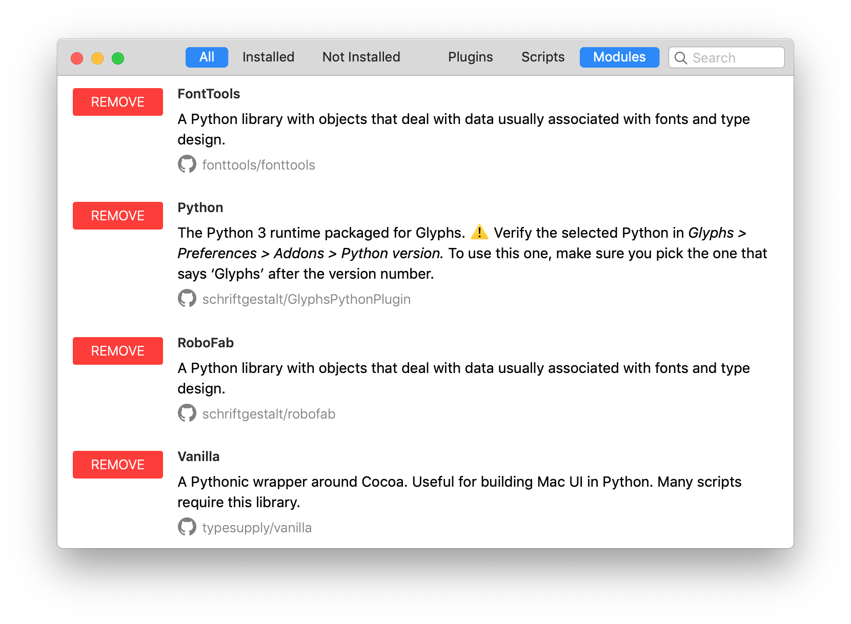 Plugin Manager — modules