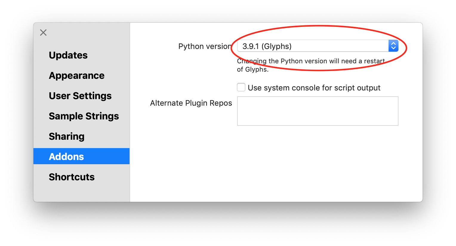 Preferences — Python version