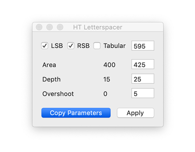 Copy Parameters button in the UI window